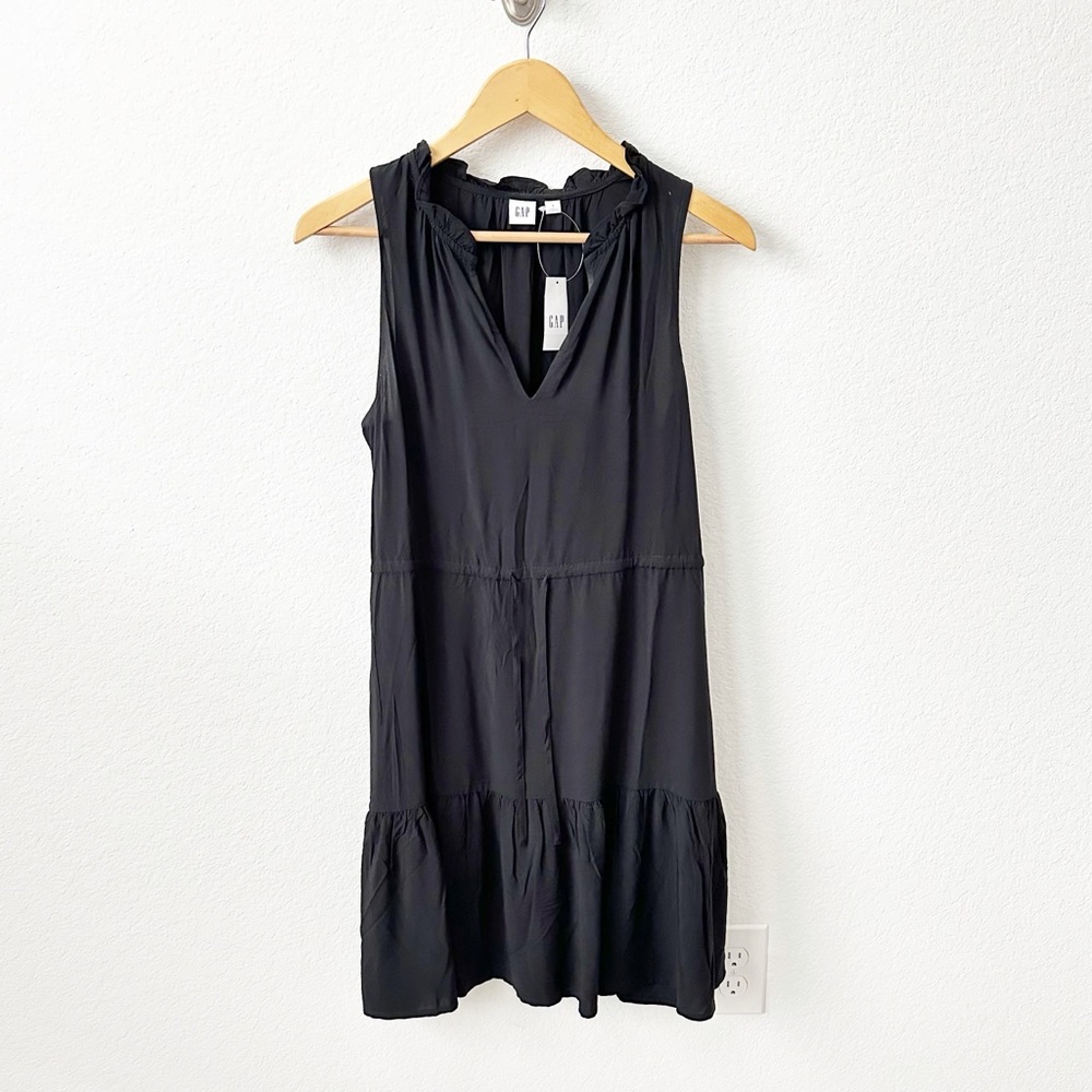 NEW GAP Zen Empire Waist Tiered Dress Black Size S